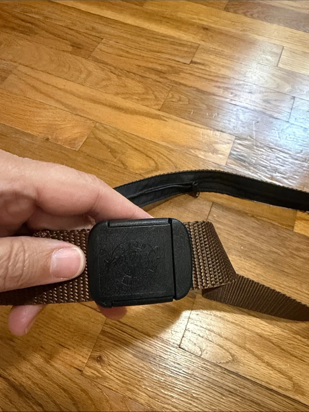 Men's Brown Webbing hidden money Belt with Black Buckle